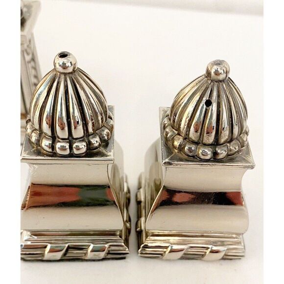 Silver Plated Salt And Pepper Shakers Set Of 3 - Picture 4 of 7